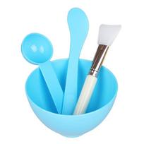 4 vnt. veido kaukių maišymo dubenėlių rinkinys „pasidaryk pats“ veido kaukių maišymo įrankis su silikonine veido kauke dubenėliu makiažo šepetėliai Mentele Beauty Skin Care mėlyna