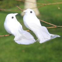 2 vnt. Birds Simulation Dirbtinės plunksnos balandžiai Feather Park Mall ornamentas balta