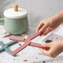 Silicone Heat Resistant Pad Foldable Non-Slip Pot Pan Mat Table Placemat Dish Plate Cross Holder Coaster Kitchen Table Trivet žalia