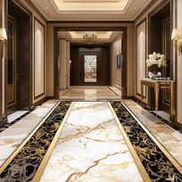 European Luxury Golden Corridor Soft Carpet Villa Aisle Stair Decoration Area Rug Washable Hotel Porch Entry Floor Mat Non-slip 160*200cm