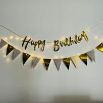 1PC Happy Birthday Pull Flag Banner Light String Baby'S First Birthday Party Background Wall Scene Layout Lights Pull Flowers auksas