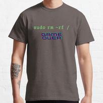 Sudo rm -rf ŽAIDIMAS BAIGTAS Linux Komanda geek nerd terminalas ubuntu Kompiuteris 100% Medvilnės Drabužiai spausdinta Didelio Dydžio T-shirt vyrui S
