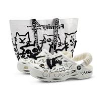 Crocs Baya Clog Tortas Mažas Mikrofonas Specialus Dovanų Maišelis EVA Mados Grafiti Gatvės Skylėtos Avalynės Unisex Stilius 39-40 balta