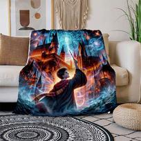 Hogwartso magija: Galutinis Burtininkų Pasaulio Plakatas-Antklodė Flanenelinė Mesti Antklodė Sofai, Lovai, Kelionei, Stovyklavimui, Biurui, Sofa, Kėdei 80cm×120cm