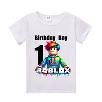 New Roblox Children T Shirts Cartoon Birthday Number Graphic T-shirts Boys Girls Casual Short Sleeves Tops Summer Kids Clothing 110