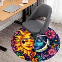 1pc Sun Moon Round Chair mat Area Rug - Non-Slip, Floor Mat for Office, Bedroom, and Indoor Decor -1002282 80cm by 80cm