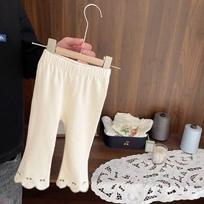 Baby girl elastic slim leggings baby girl spring new style girls elegant slightly flared pants 80cm abrikosas