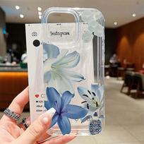 For Xiaomi Redmi Note 13 12 Pro Plus 5G 12S 11S 11 10 S Elegant Blue Lily Pattern Transparent TPU Cases for Redmi 14C 4G Case Redmi Note 11 Pro