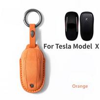 Luxurious Suede Key Case For Car For Tesla Model X S Car Key Case Auto Accessories Remote Keychain Suede Buttons Shell Protector