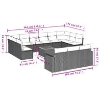 14 Piece Garden Sofa Set with Cushions Black PE Rattan