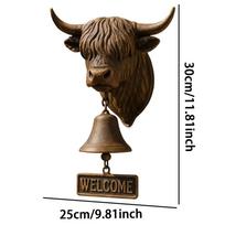 Welcome Bell Vintage Welcome Doorbell Wall Mount Rustic Cow Doorbell Resin Unique Manual Doorbell Garden Home Door Decor