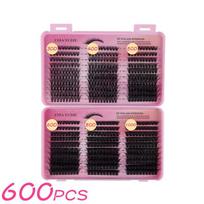 600Pcs Individual Eyelash Extensions Thick Fluffy 30D/100D Mix Length Diy Cluster Lashes For Easy Application And Removal A