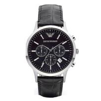 Emporio Armani AR2447 vyriškas laikrodis juodas dirželis juodas ciferblatas 43mm + dėžutė