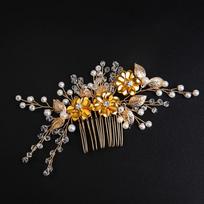 1 Piece Golden Flower Crystal Hair Comb, Light Luxury Style, Wedding Styling / Photo Shoot / Evening Banquet Accessory