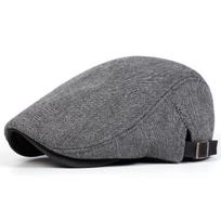Vyriškos Retro Herringbone Tinklelio Newsboy Kepurės Britų Tapytojų Kepurės Pavasarinės ir Rudeninės Reguliuojamos Plokščios Kepurės Hip Hop Beretės tamsiai pilka spalva