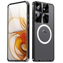 For Motorola Edge 50 5G Magnetic Wireless Charging Metal Frame + Clear Matte Acrylic Back Shell Phone case For Motorola Edge 50 5G 6.7"&Opp Bag juoda