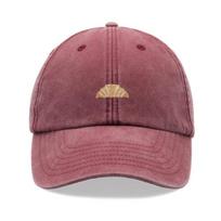 Washed Cotton Croissant Printing Baseball Cap Adjustable Visor Peaked Cap Leisure Faded Baseball Hats vyno raudonos spalvos