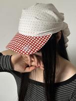 Korean Style Plaid Polka Dot Tie Back Bandana Cap Women Spring Summer New Fashion Large Head Size Face Slimming Baseball Cap 56-58cm balta