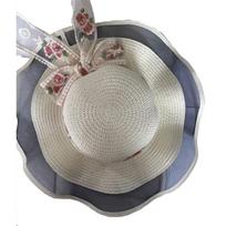 Summer Floppy Wide Brim Sun Hat Women Flower Ribbon Straw Hat Cap Outdoor Holiday Lady Seaside Beach Casual Floral Panama Hat balta