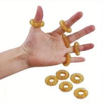 0pcs Acupressure Finger Rings: Spiky Spring Massager for Stress & Tension Relief, Sensory Therapy for Daily Use XL