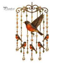 Lightweight Hanging Bird Pendant Hummingbird Wind Chime, Chimes for Outside, Stained Glass & Crystal Sun Catcher Window Indoors Windchime, Colorful D