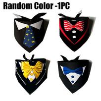 Formal Dog Bandana Set Tuxedo Bow Tie Pet Triangle Scarf Washable Kerchief for Wedding Birthday Party Costume & Daily Wear Decoration Random Color -1PC