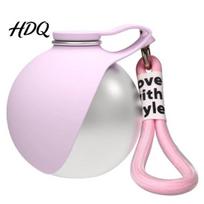 Foldable Dog Water Bowl Spherical Bottle Portable Pet Dispenser Leak-Proof Stainless Steel rožinė