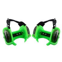Outdoor Skating Shoe Two-Wheeled Heel Wheels Adjustable Roller Skates PVC 3 color LED Flashing Luminous Wheel Shoes For Children žalia