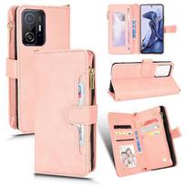 Wallet Case for Xiaomi 11T/11T PRO 5G PU Leather Cover Card Slots Zipper Kickstand Strap juoda