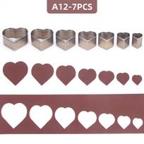 7pcs Leather Steel Hole Punching Die, DIY Handmade Leather Art Craft Knife Mould, Leather Cutting Pressing Knife Head Cutter gray