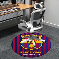 FC Barcelona futbolo komandos marškinėlio formos kėdės kilimėlis, apvalus kilimas - biuro kilimas, skalbiamas mašinoje, neslystantis, tinkamas svetainėms, miegamiesiems 80cm gray
