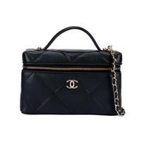 Chanel 25k Prekės ženklo logotipas iš grūdėtos karvės odos su auksiniais metalo elementais Rankinė moterims Juoda Basic+Dust Bag juoda
