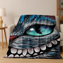 Svajojantis Česhyro katinas Alisa Stebuklų šalyje Animacinis flanelinis pledas, Jaukus minkštas apklotas namams, miegamajam, lovai, sofai, dangalas, dovana vaikui 75x90cm