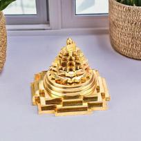 Golden Metal Pure Copper Goddess Laxmi Meru Shree Yantra Original Brass Maha Meru Shri Yantra