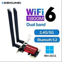 KEBIDUMEI WiFi 6 AX1800 PCI-E Wireless Adapter Network Card WiFi5 AC1200 Dual Band 2.4G/5G For Bluetooth Desktop Laptop Win10/11 1800Mbps