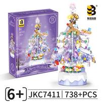 ABS Plastic DIY Christmas Tree Crystal Music Box Building Block Set, Rotatable Design Assembly Creative Gift Decoration