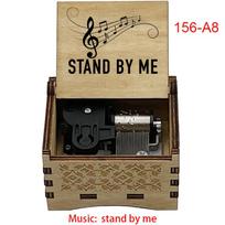 Music Box Stand by Me Black Wooden Mechanical Wind up Movement Handmade DIY Accept Custom Gift (Army Green,Small) armijos žalia spalva