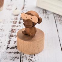 Creative Mini Monkey and Panda Wooden Music Box - Eight Tone Box - Children's Christmas Gift Decoration Piece (as the picture,S)