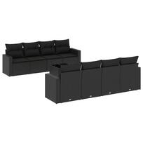 9 Piece Garden Sofa Set with Cushions Black Poly Rattan