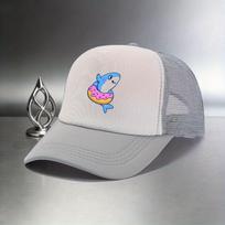Shark Donut Print Trucker Hat Breathable Mesh Baseball Cap Casual Adjustable Summer Hat One Size