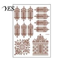 Event Makeup Tattoos Henna Tattoo Stickers, Red Brown Waterproof Lace Temporary Tattoos, Fake Body Indian Mehndi Art for Women Girls, Festival Family A