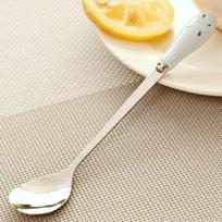 Vintage-inspired Floral Ceramic Handle Spoon With Robust Stainless Steel For Stirring balta