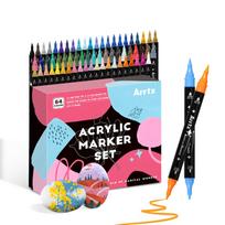 Arrtx Acrylic Marker 64 Paint Soft Fine for Plastic Handmade DIY Pens, Colors, Water-Based Pens, Tip, Point, Sheets, Fabric, Bags, Ceramics, Stone, pink