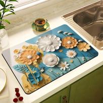 Oil Painting Coffee Machine Drainage Tray Insulated Anti Scald Kitchen Drainage Pad Anti-Slip Drying Mat Home Decoration