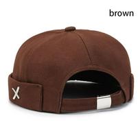 Vintage Washed Style Brimless Docker Cap Solid Color Adjustable Vintage Dome Hat Cotton Melon Beanie Cap Winter