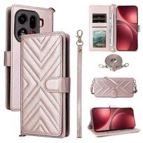 Compatible For Oppo Find X9 Pro 5G Leather Case Stand Wallet Phone Cover with Shoulder / Wrist Strap juoda