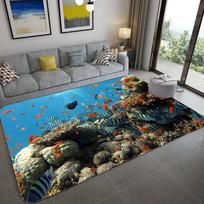 3D jūros žuvies kilimas Mėlynas vaikų miegamojo kilimėlis Minkštas kavos staliuko kilimėlis svetainei Neslystantis kilimas vonios kambario virtuvės kilimėlis 40x120cm