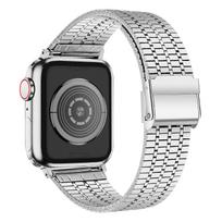 Apple Watch Band Ultra 49mm 8 7 45mm 41mm Series 6 5 4 SE 44mm 40mm nerūdijančio plieno apyrankė, skirta IWatch 3 42mm 38mm 38mm 40mm 41mm sidabras