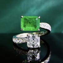 Madingi 18K baltojo aukso 7*9 mm smaragdo safyro kurndo žiedas jubiliejaus dovana 925 sterlingų sidabro prabangūs puikūs papuošalai 9