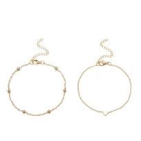 Women Anklet Hollow Chain Adjustable Lightweight Heart Lobster Clip Double-layer Copper Ankle Decoration Electroplated Round auksinė